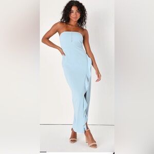Lulu’s After Hours Ruffle Strapless Maxi Dress Size L